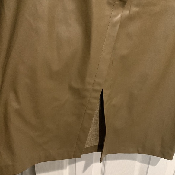 Zara | Skirts | Zara Faux Leather Olive Midi Skirt | Poshmark